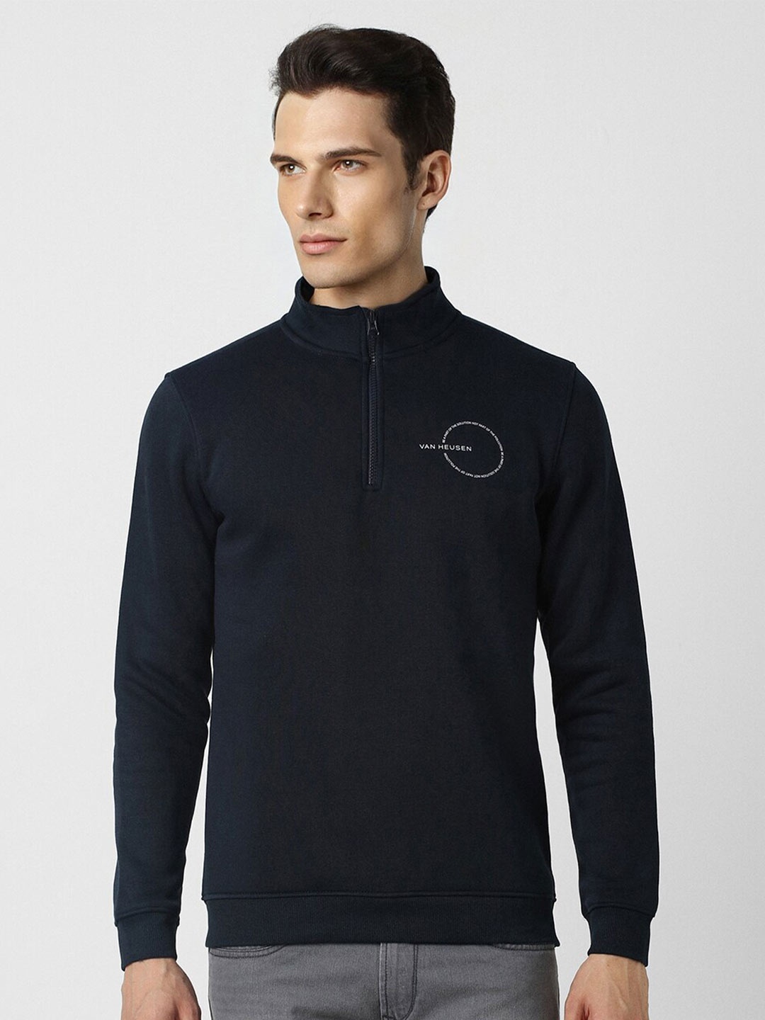 

Van Heusen Flex High Neck Sweatshirt, Navy blue