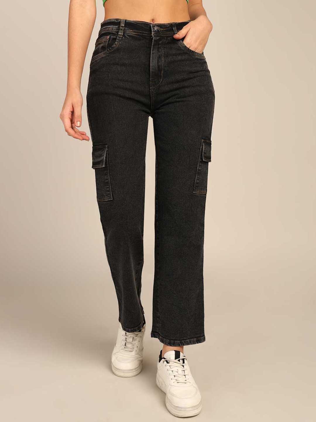 

Nifty Women Boyfriend Fit High-Rise Clean Look Stretchable Cargo Jeans, Grey