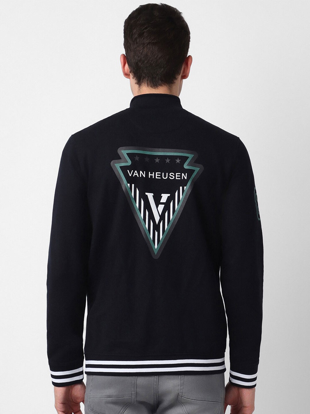 

Van Heusen Sport Graphic Printed Mock Collar Front Open Sweatshirt, Black