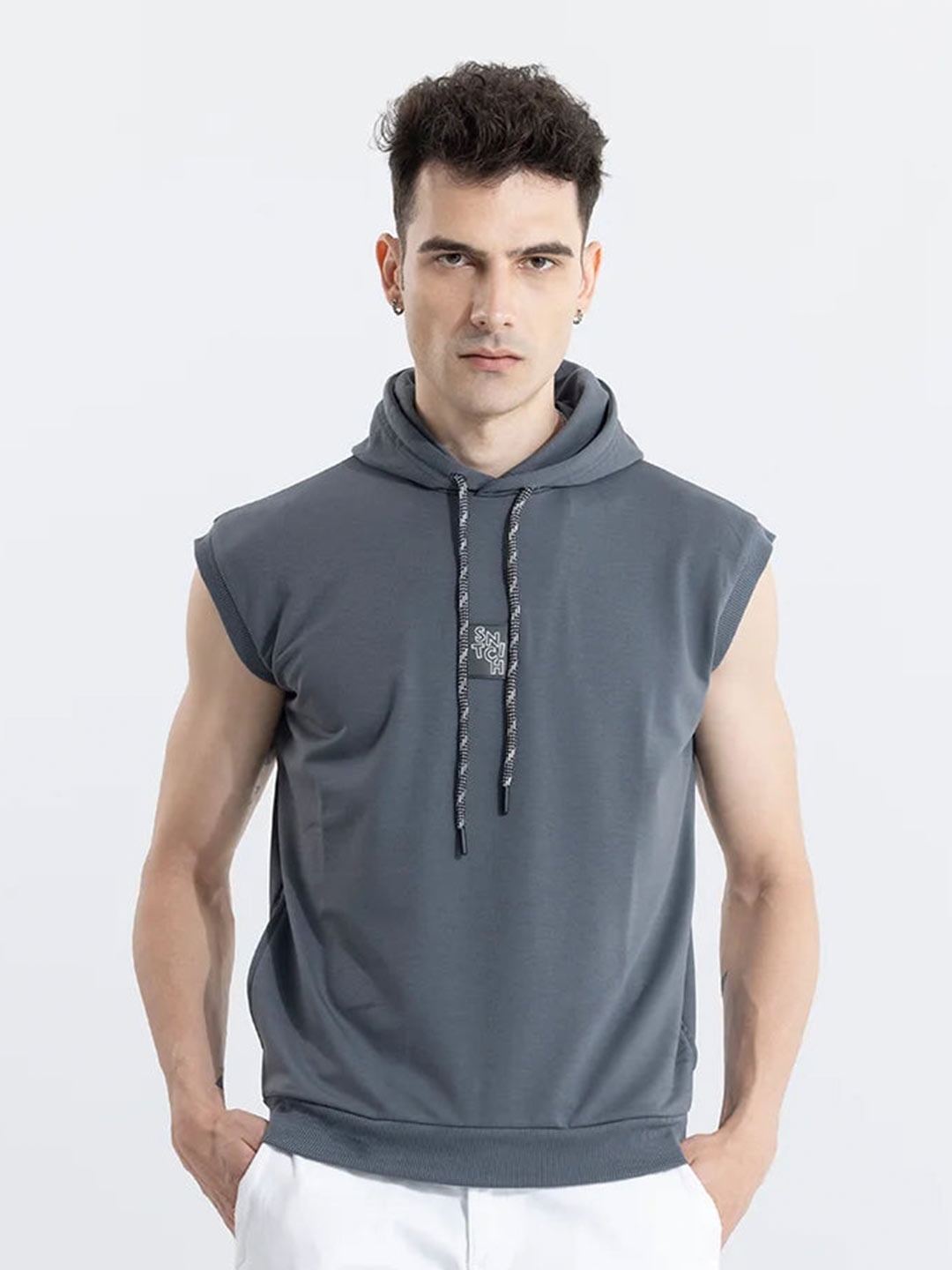 

Snitch Grey Hooded Sleeveless Pullover Sweatshirt