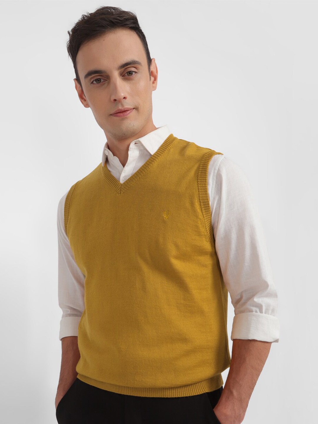 

Allen Solly V-Neck Sleeveless Acrylic Sweater Vest, Yellow