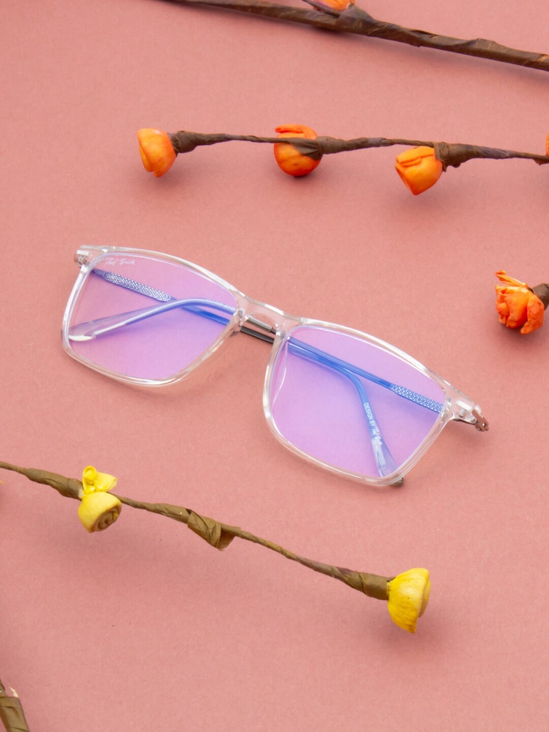 

Ted Smith Unisex Full Rim Rectangle Frames, Transparent