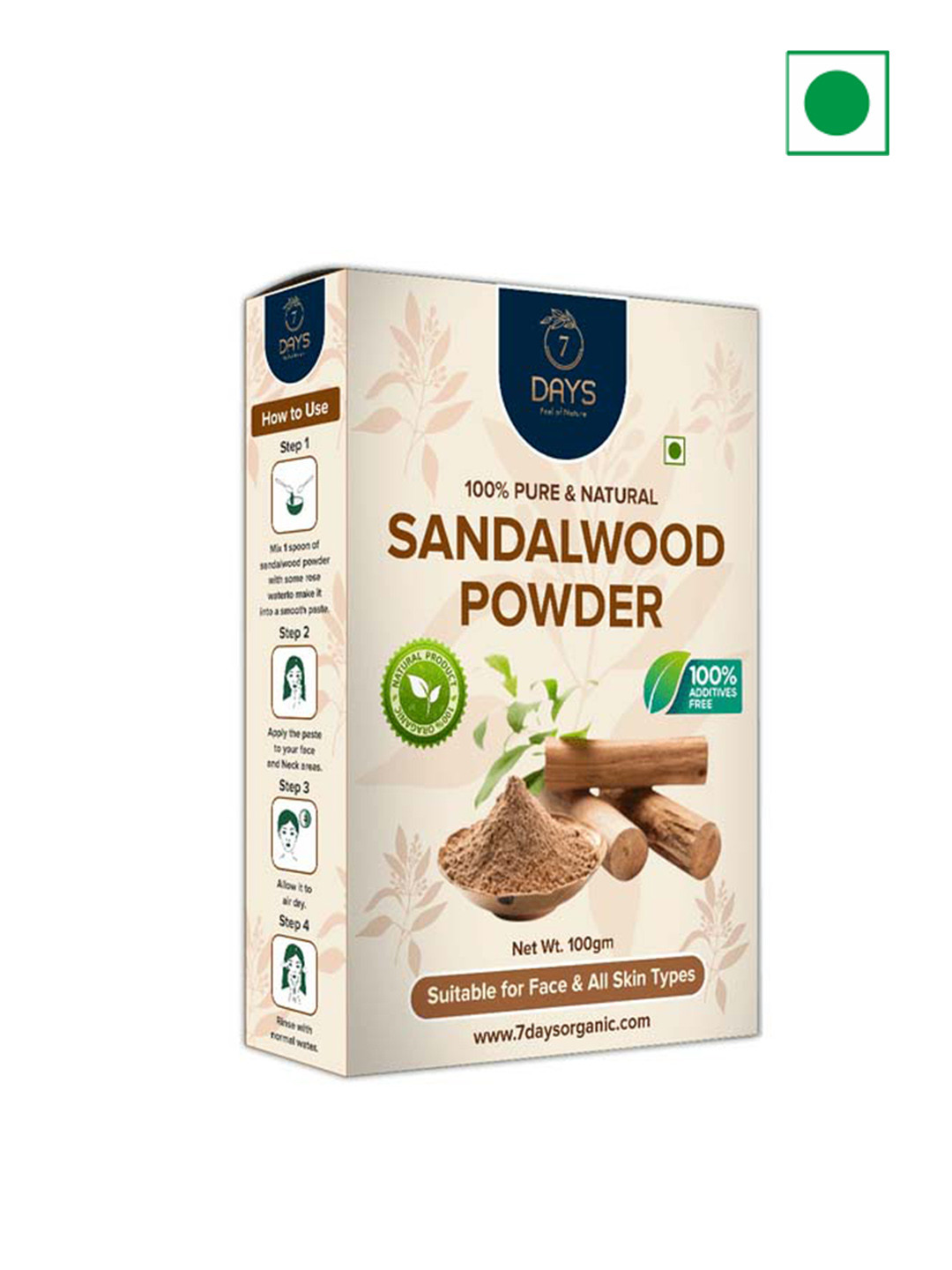 

7 DAYS Pure & Natural Sandalwood Face Pack Powder- 100g, Camel brown