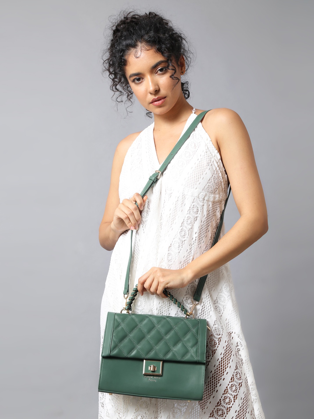 

Diana Korr Textured Structured Sling Bag, Green