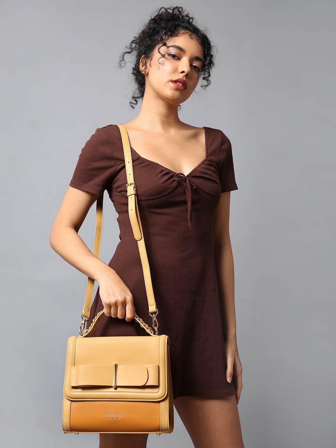 

Diana Korr Structured Sling Bag, Mustard