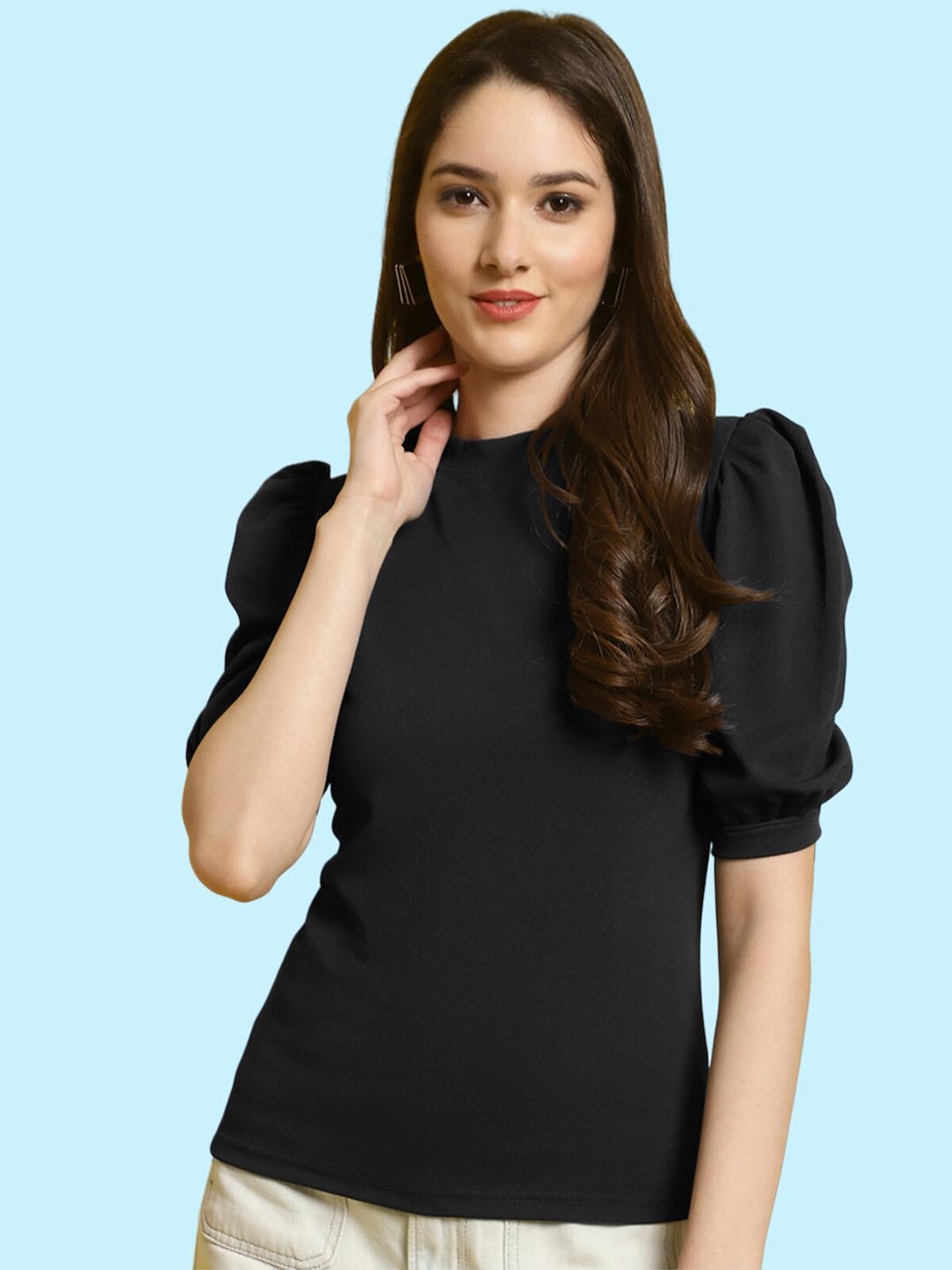 

BAESD Puff Sleeve Regular Top, Black