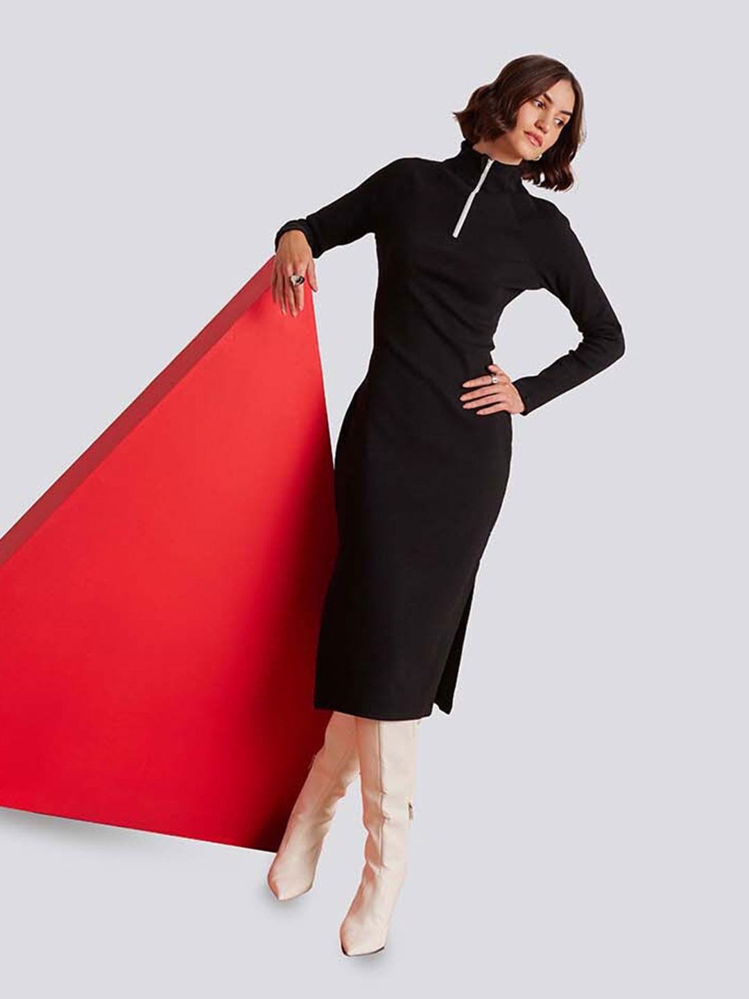

Muvazo High Neck Sheath Dress, Black