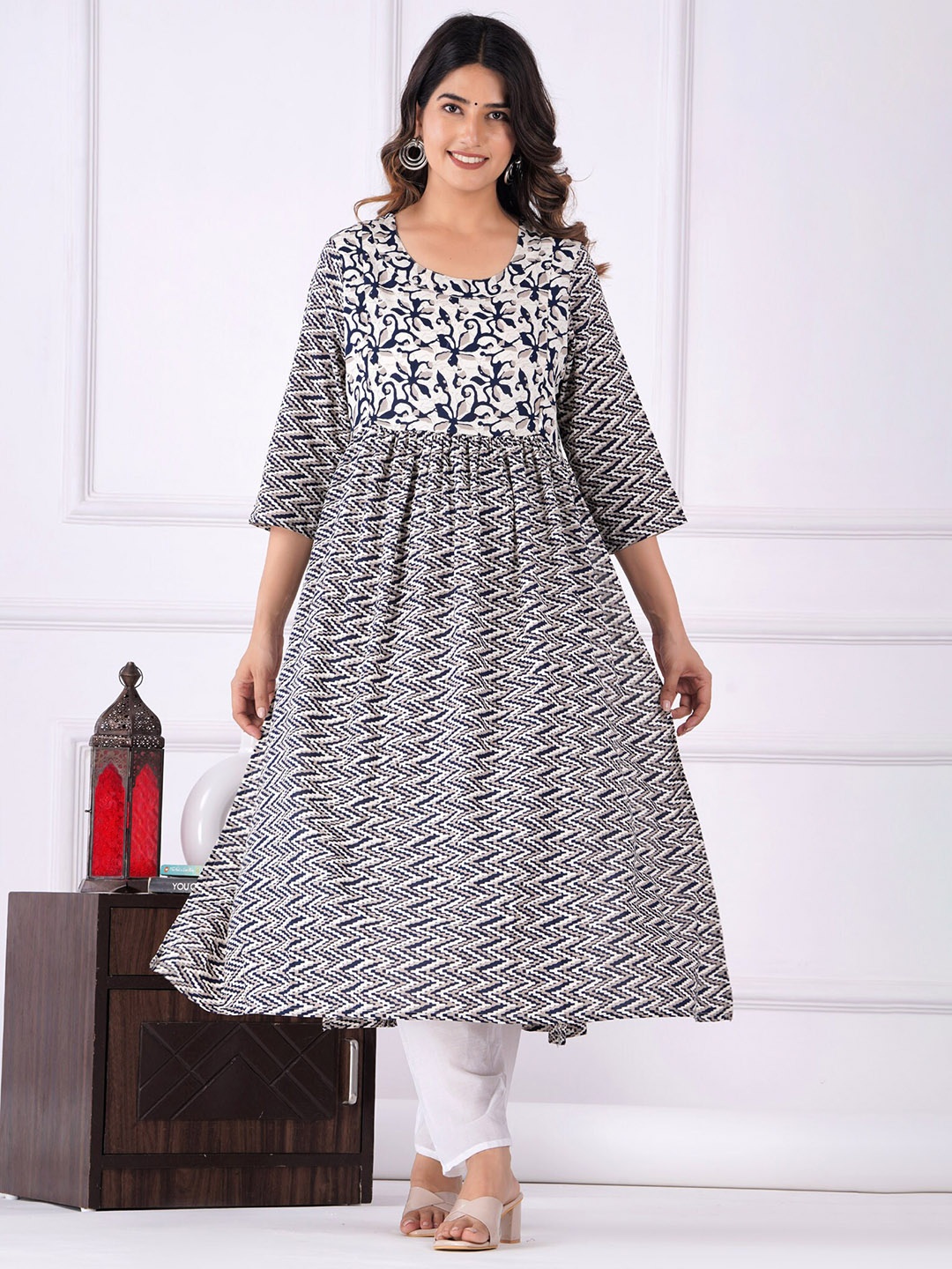 

BAESD Ethnic Motifs Printed Maternity Kurta, Grey
