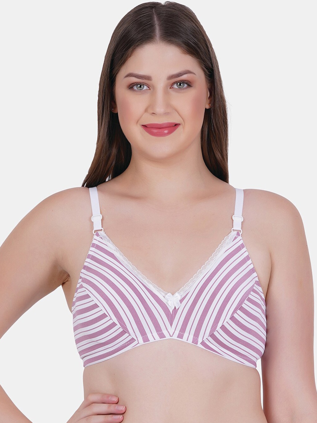 

Reveira Striped Medium Coverage Non Padded Everyday Bra With Side Shaper, Fuchsia