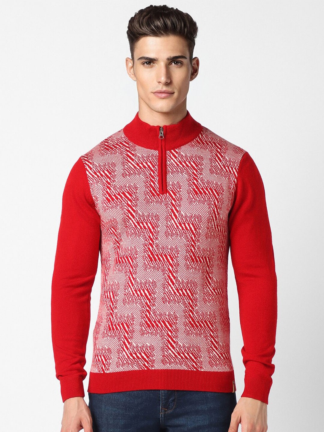 

Peter England Casuals Geometric Printed Pure Acrylic Pullover, Red