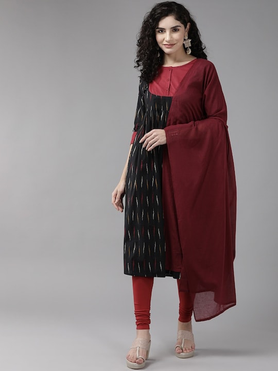 

Amirah s Ethnic Motifs Printed Pure Cotton Kurta, Black