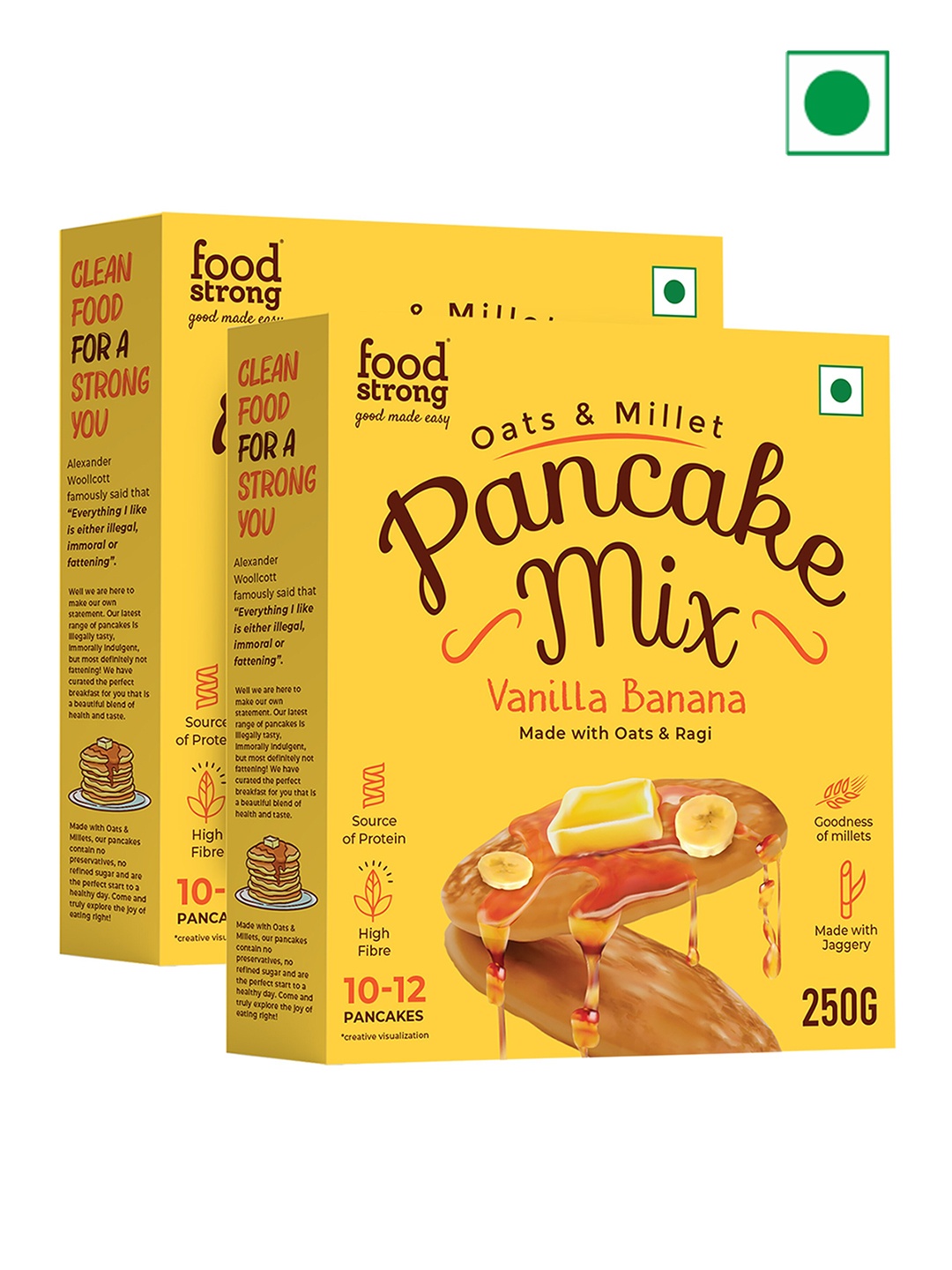 

Foodstrong Set Of 2 Oats & Millets Vanilla Banana Pancake Mix, Yellow