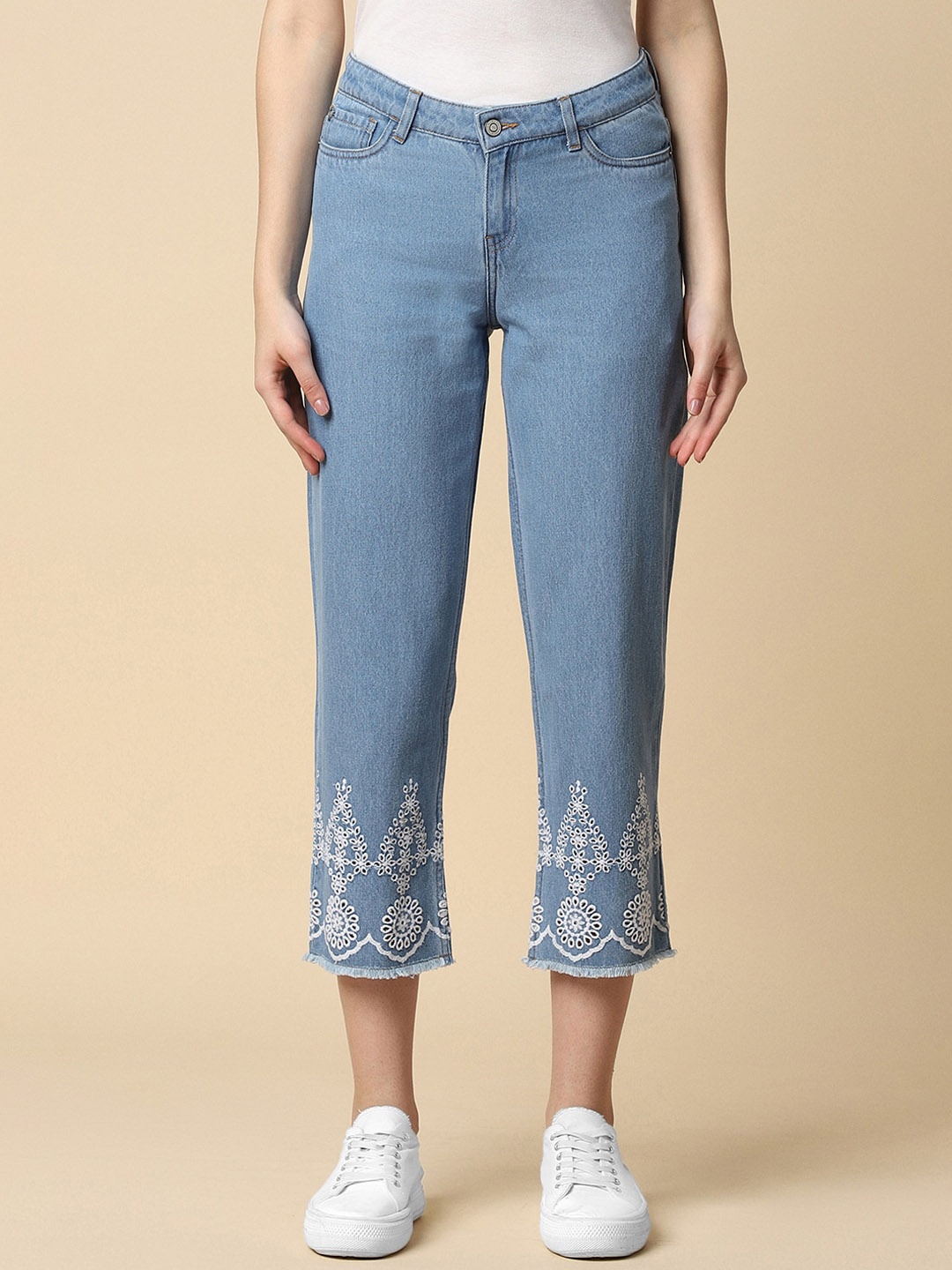 

Allen Solly Woman Clean Look Mid Rise Cotton Jeans, Blue