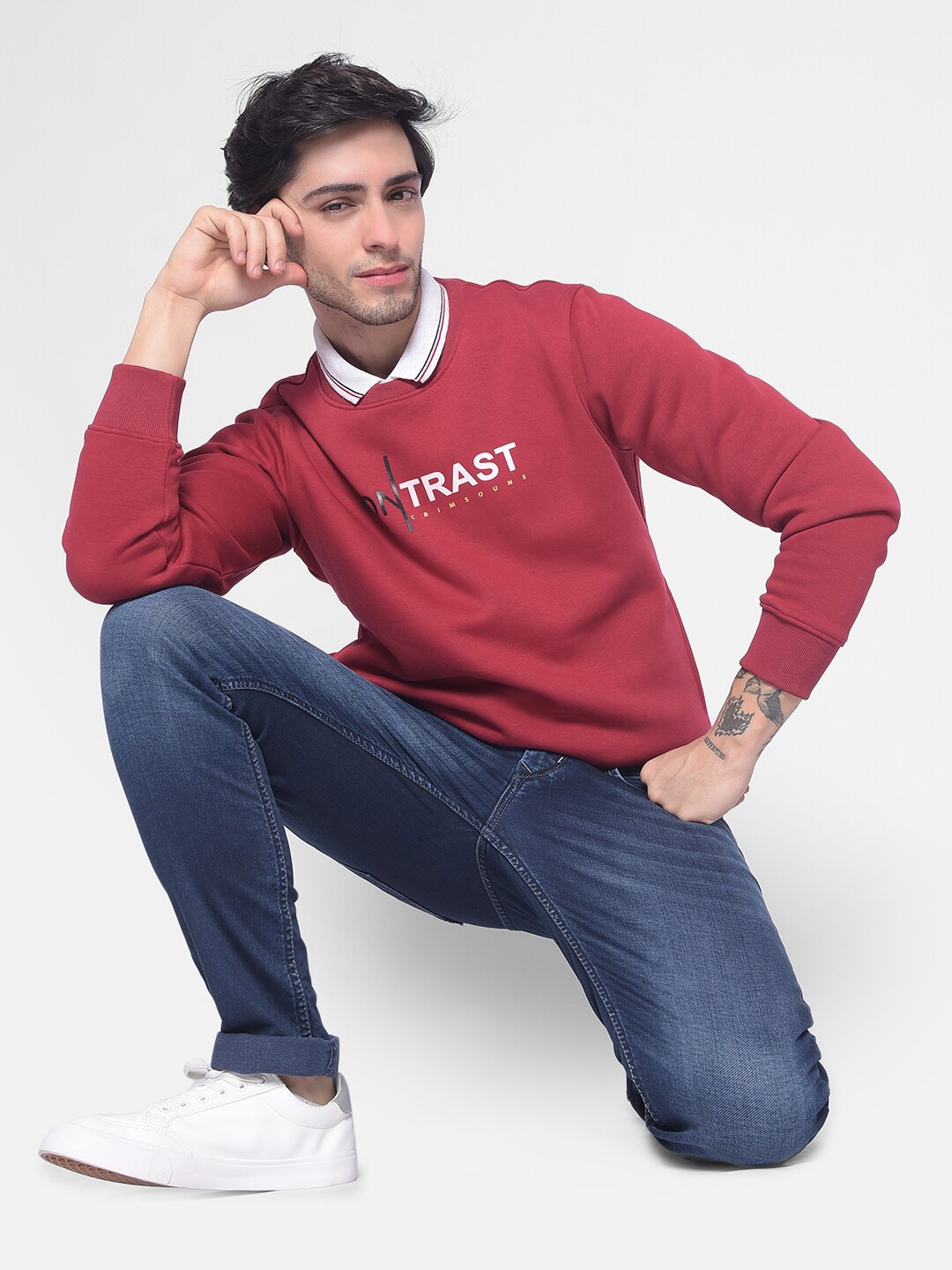 

Crimsoune Club Typography Printed Sweatshirt, Red