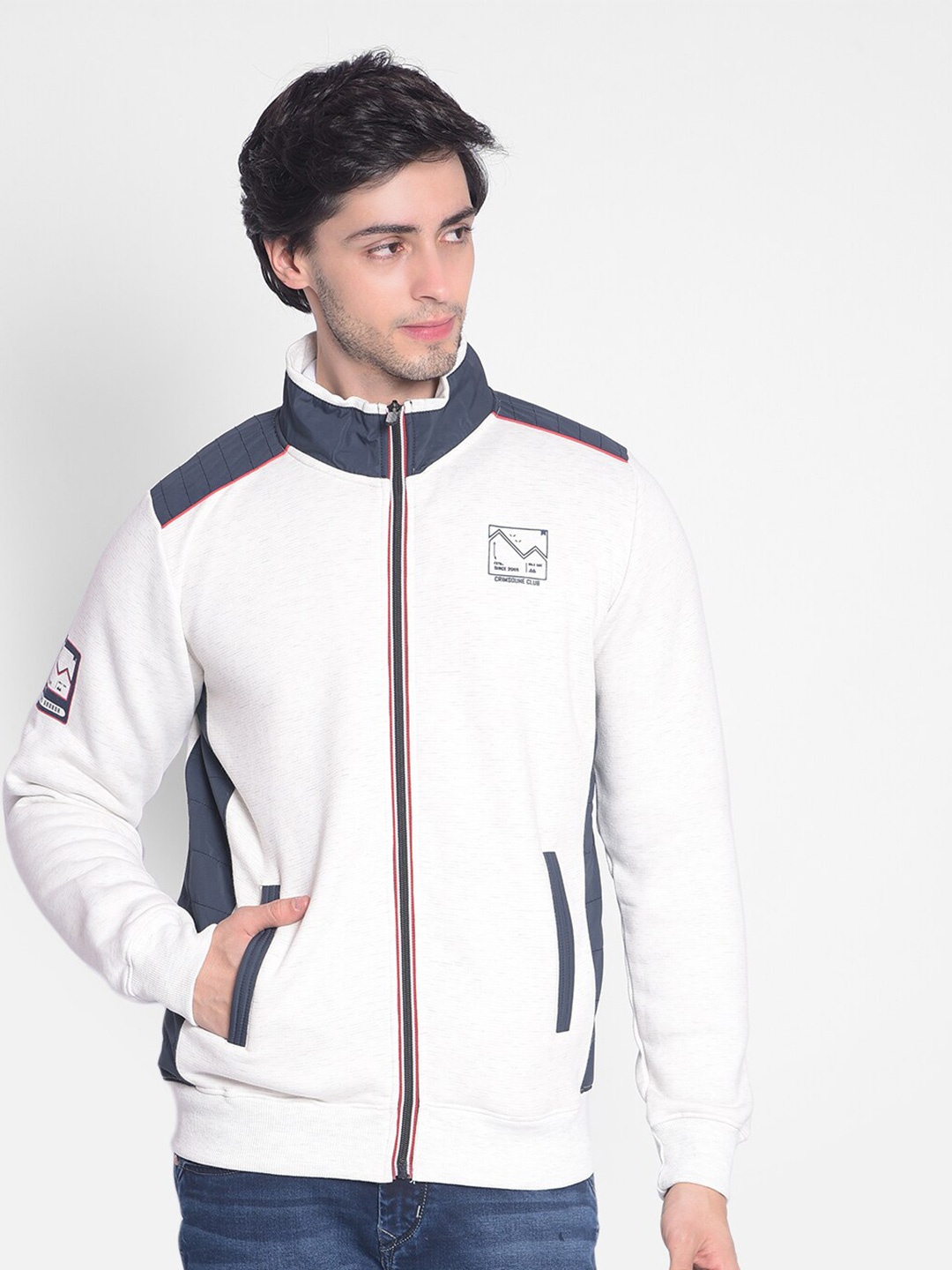 

Crimsoune Club Mock Collar Sweatshirt, White