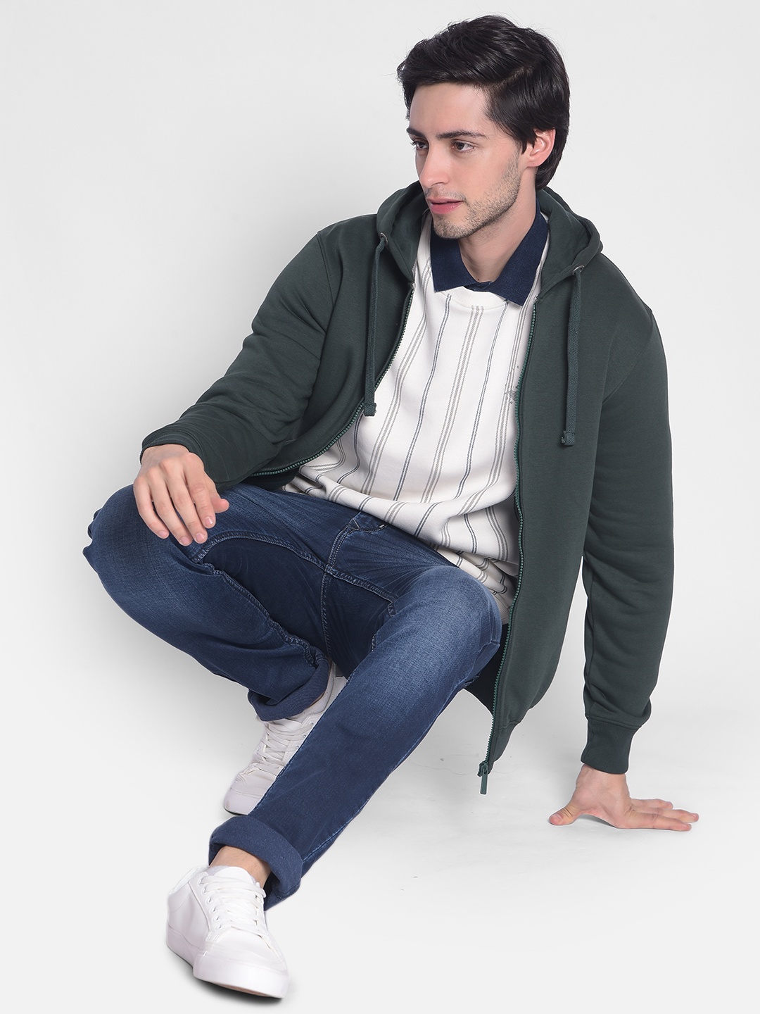 

Crimsoune Club Hooded Front-Open Sweatshirt, Green