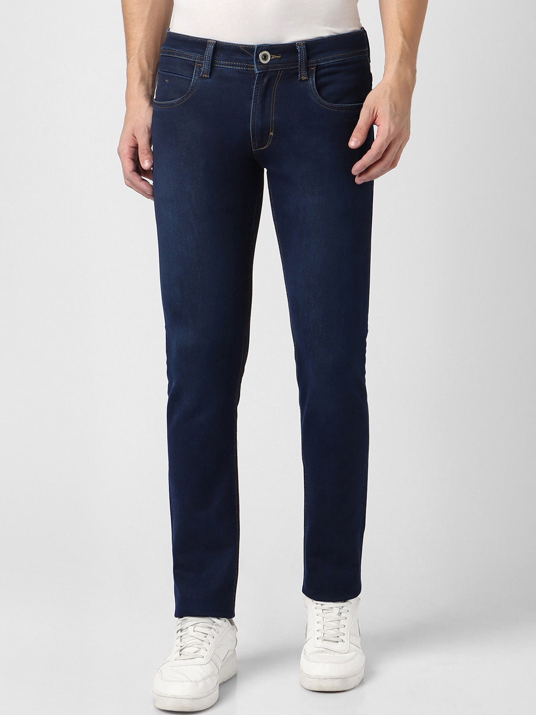

Peter England Casuals Men Mid Rise Clean Look Stretchable Skinny Fit Jeans, Navy blue