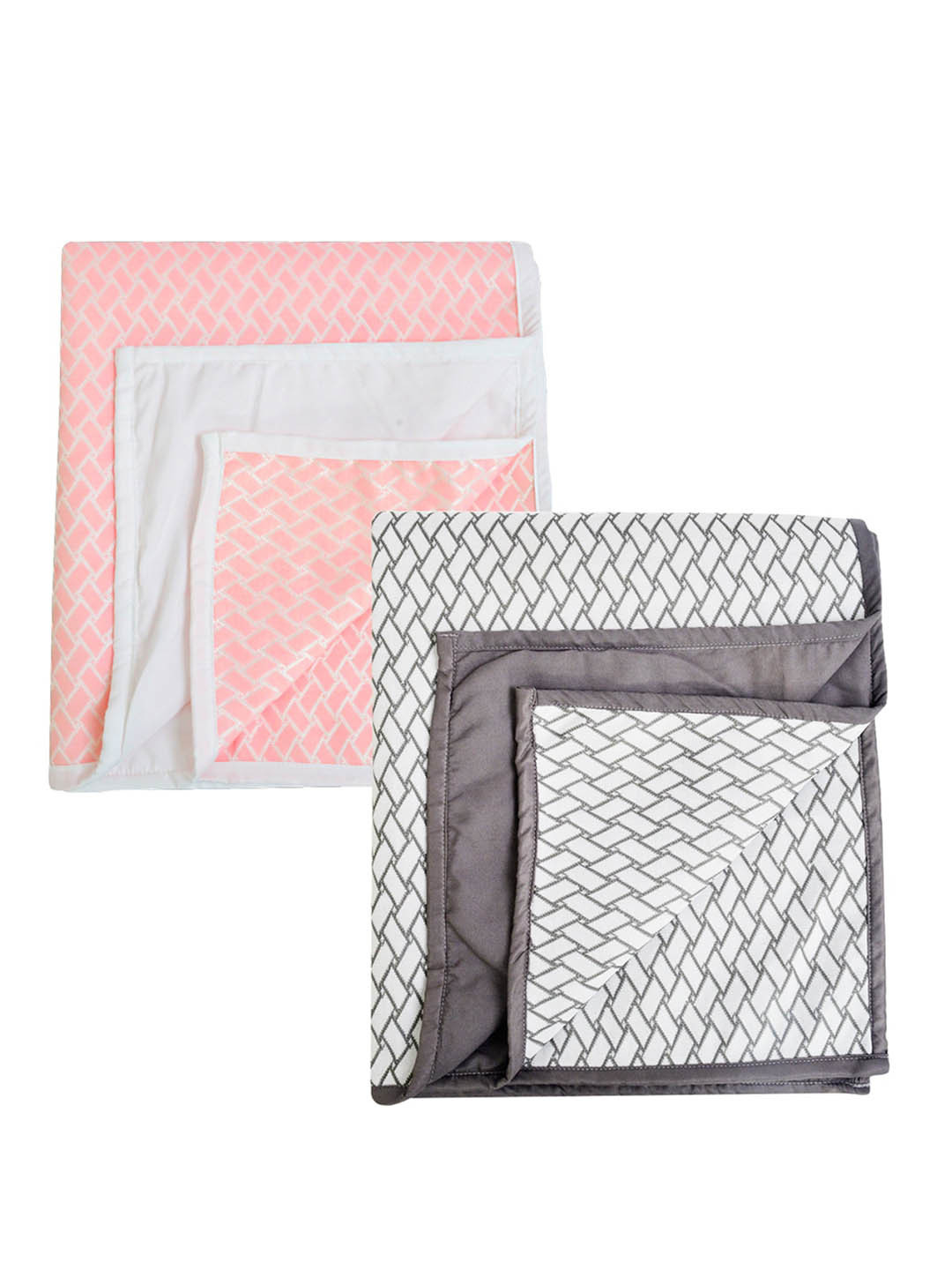 

Adbeni Grey & Pink Printed 2 Pieces Cotton 210 GSM Waterproof Mattress Protector, White