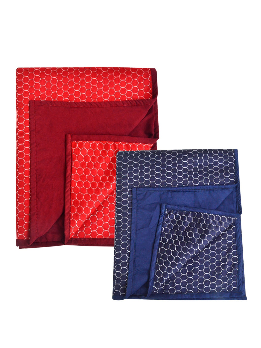 

Adbeni Red & Navy Blue 2 Pieces Printed 210 GSM Waterproof Cotton Kids Mattress Protectors