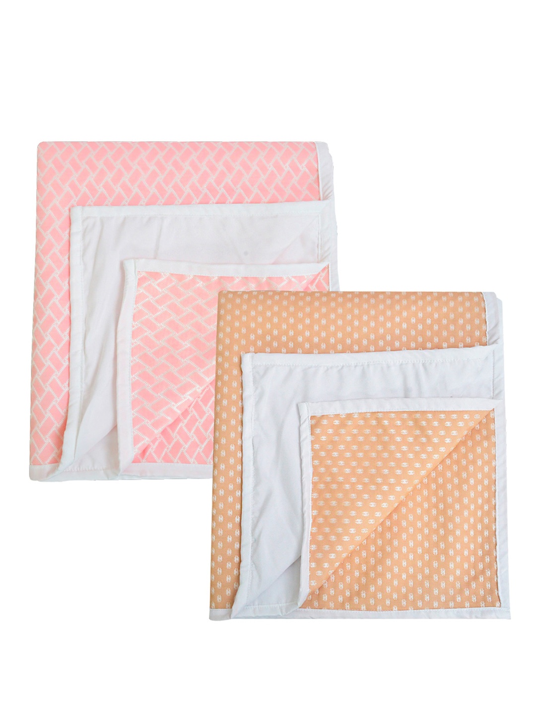 

Adbeni Pink & Beige 2 Pcs Printed Quick Dry Waterproof Cotton 210 GSM Mattress Protector