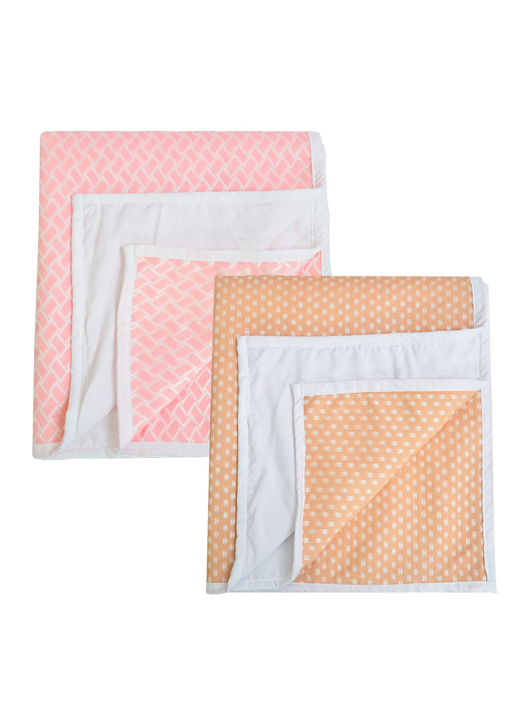 

Adbeni Kids 2 Pcs Pink & Beige Printed Cotton Waterproof Quick Dry Mattress Protectors