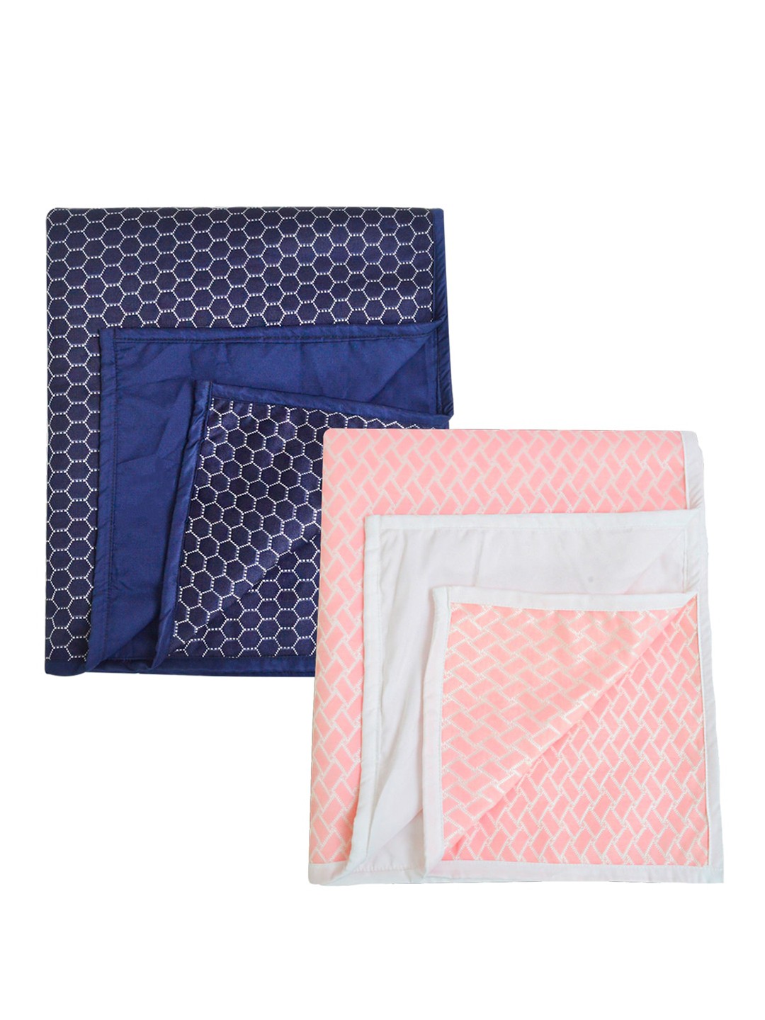 

Adbeni Navy Blue & Pink 2 Pieces Printed Waterproof Cotton Dry Sheets