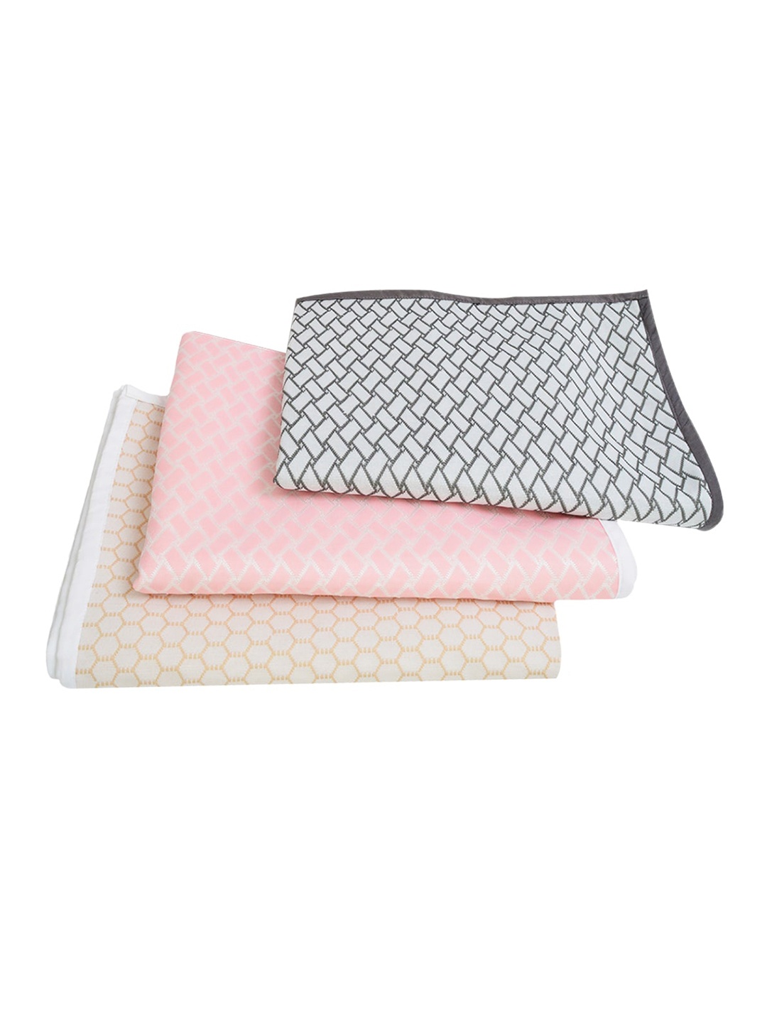 

Adbeni Pink & Beige 3 Pieces Printed 210 GSM Waterproof Cotton Kids Mattress Protectors