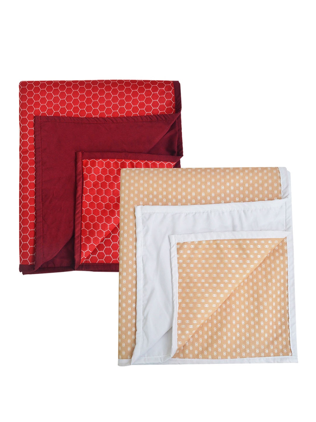 

Adbeni Maroon & Beige 2 Pieces 210 GSM Printed Cotton Quick Dry Mattress Protector