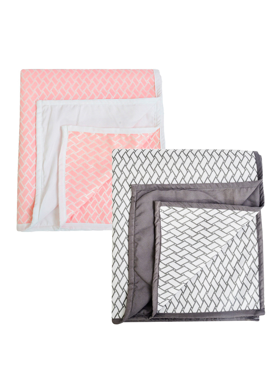 

Adbeni Pink & Grey 2 Pieces Printed 210 GSM Waterproof Cotton Mattress Protectors