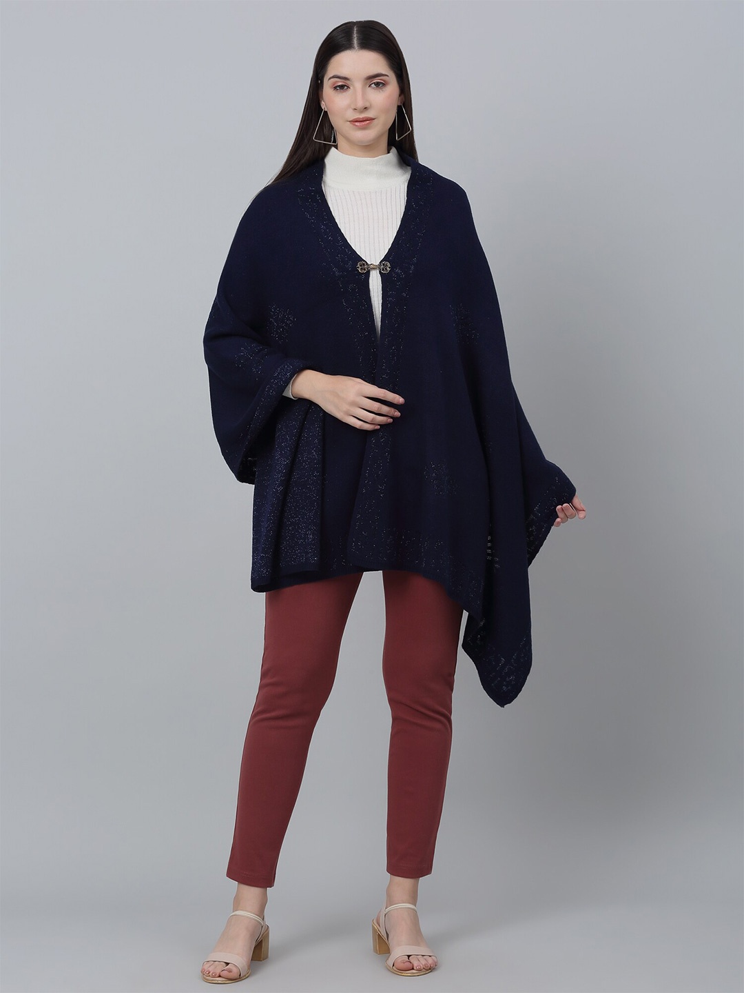 

Cantabil Floral Woven Design Acrylic Shawl, Navy blue