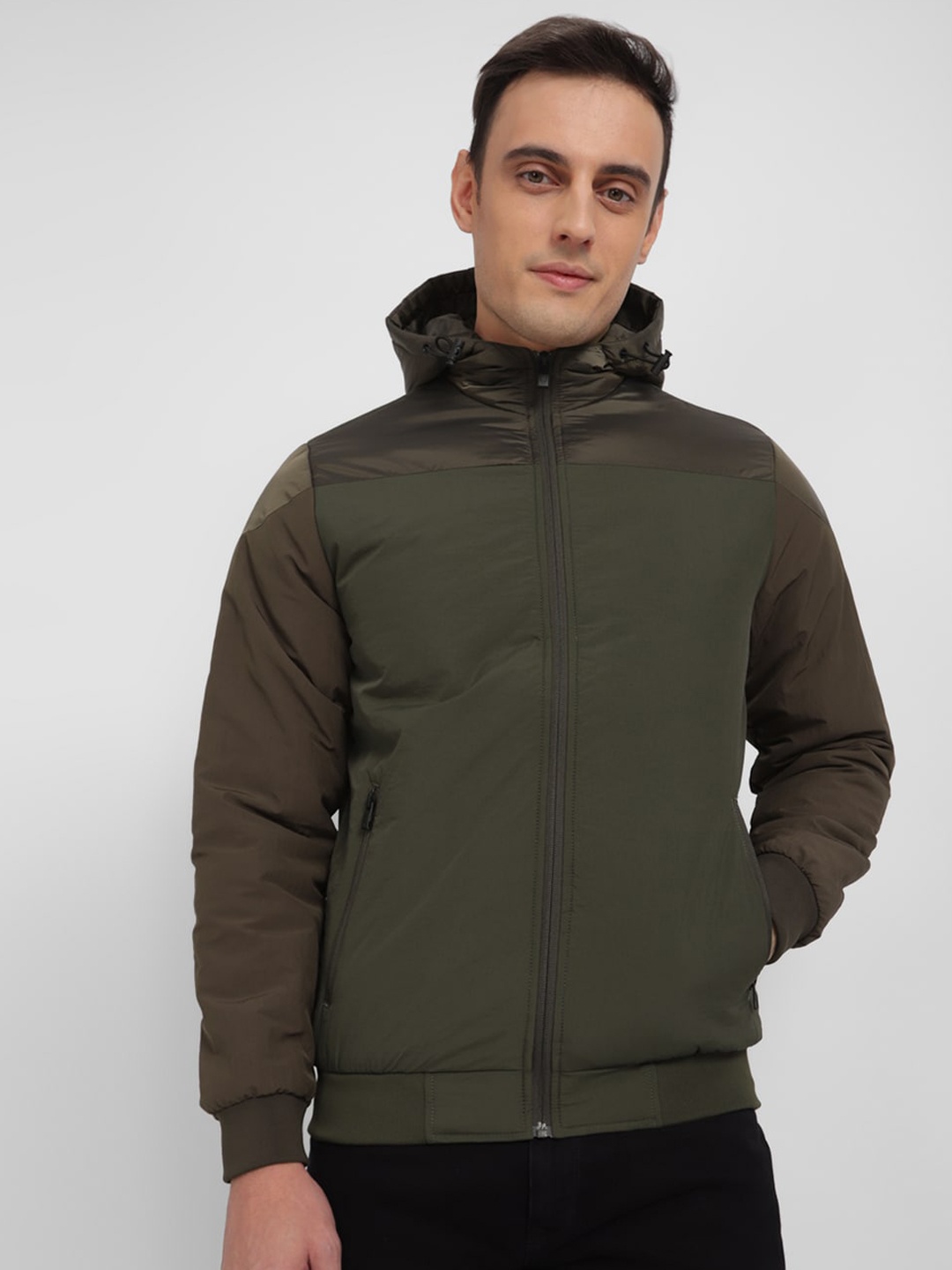 

Allen Solly Hooded Pure Cotton Bomber Jacket, Olive