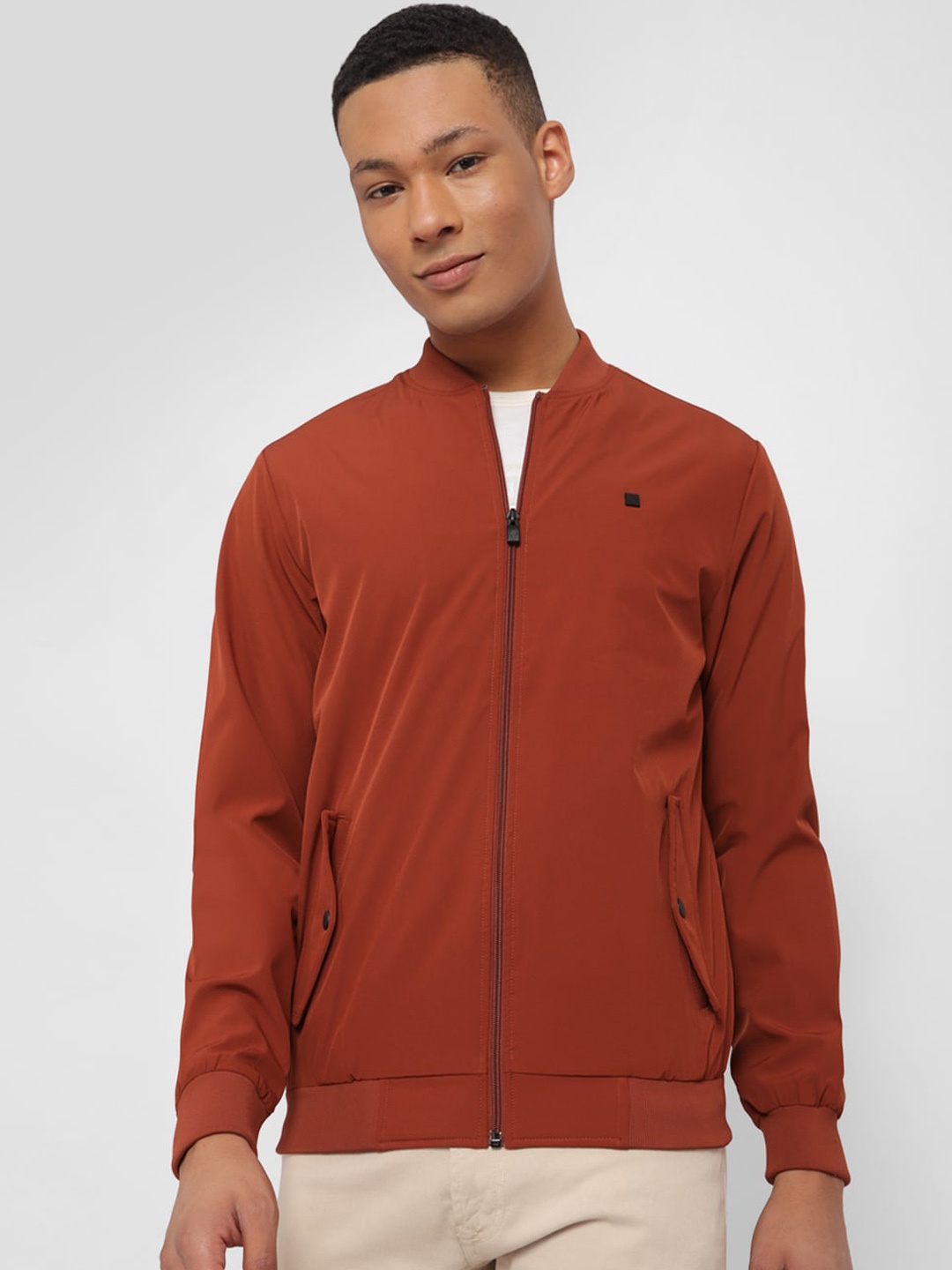

Allen Solly Stand Collar Pure Cotton Bomber Jacket, Maroon