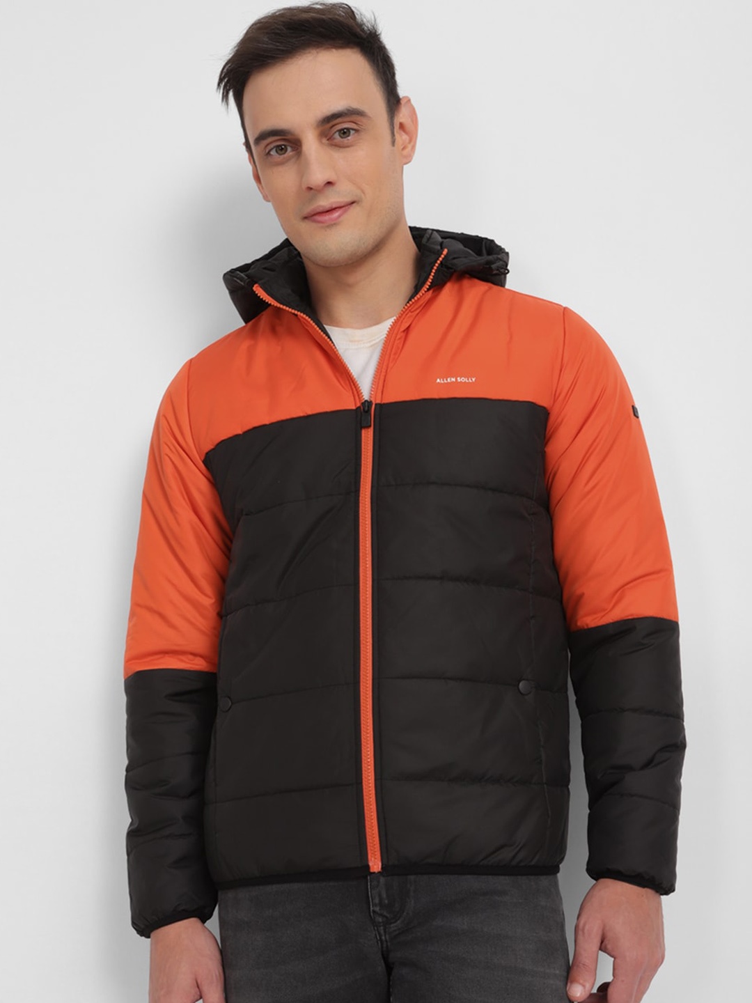 

Allen Solly Colourblocked Hooded Puffer Jacket, Black