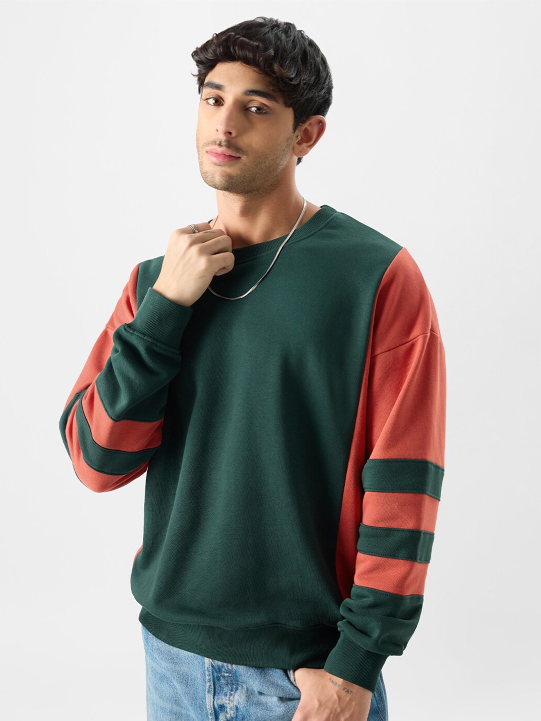 

The Souled Store Long Sleeves Striped Pullover, Green