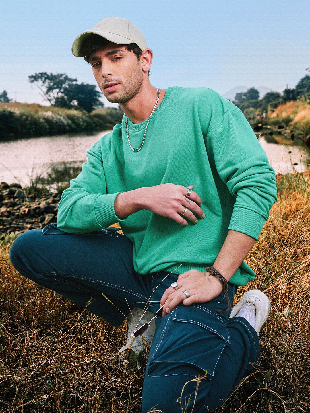 

The Souled Store Round Neck Long Sleeves Pullover, Green