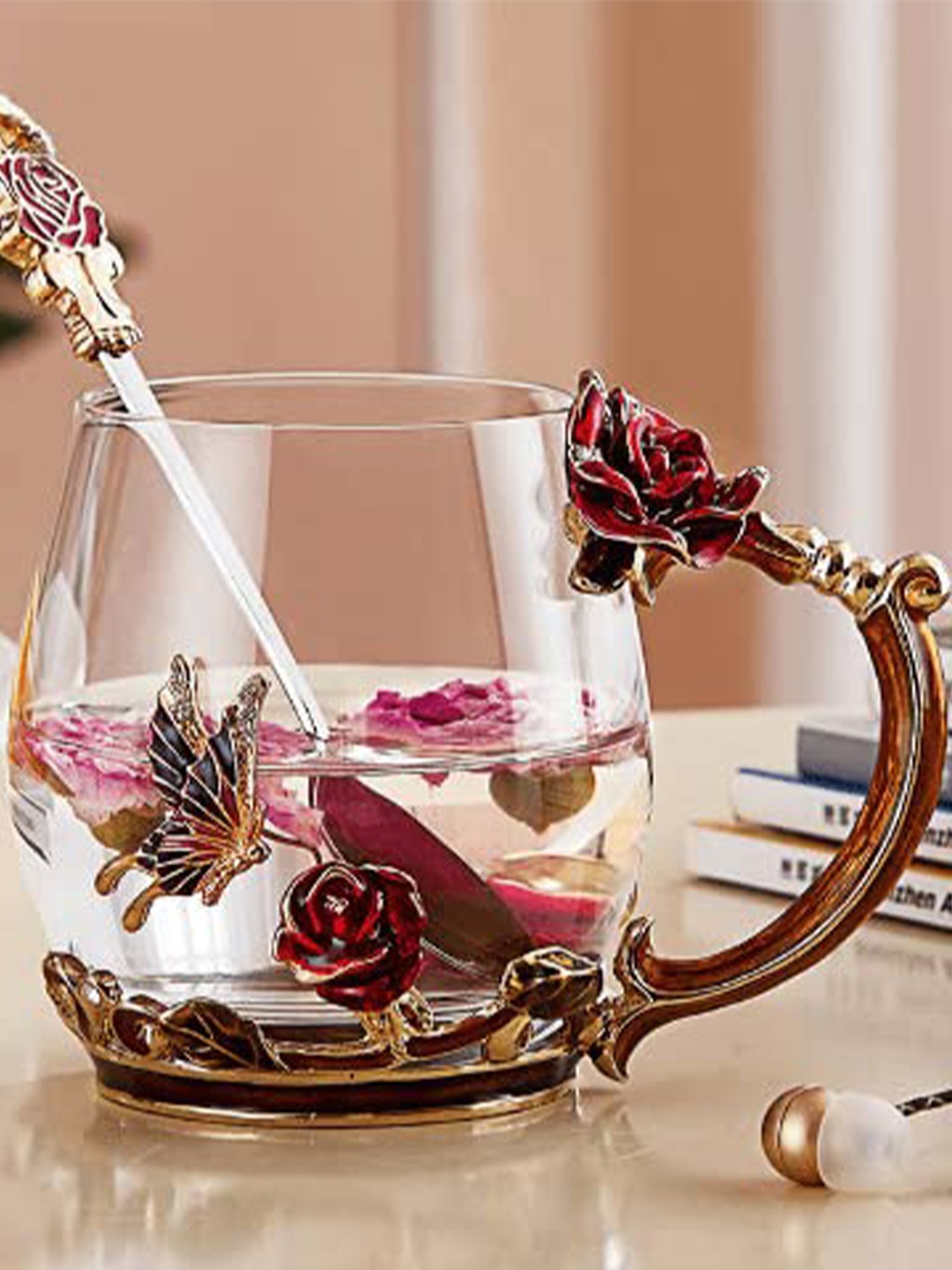 

The Artment Luxury Crystal Paradise Red Glass Mug With Spoon