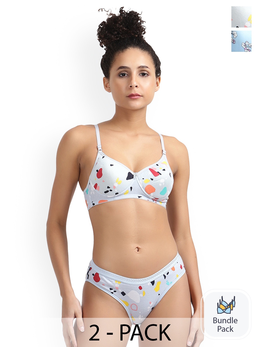 

LADYLAND Pack Of 2 Printed Cotton Lingerie Set, Blue
