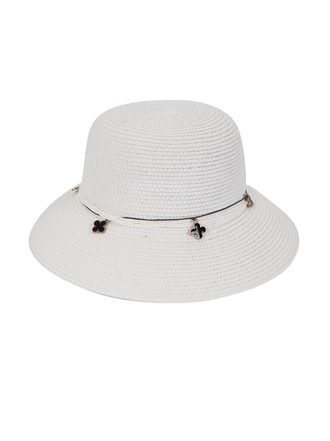 

FabSeasons Self-Design Lightweight Sun Hat With Charm Details, White