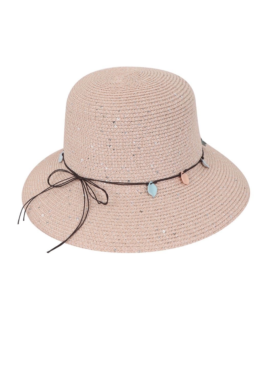 

FabSeasons Self-Design Sun Hat With Floral Details, Peach