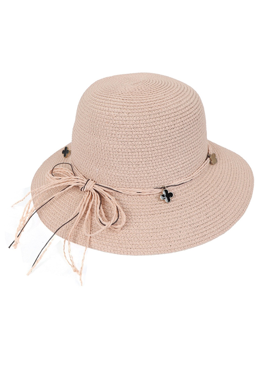 

FabSeasons Self-Design Sun Hat With Charm Details, Peach