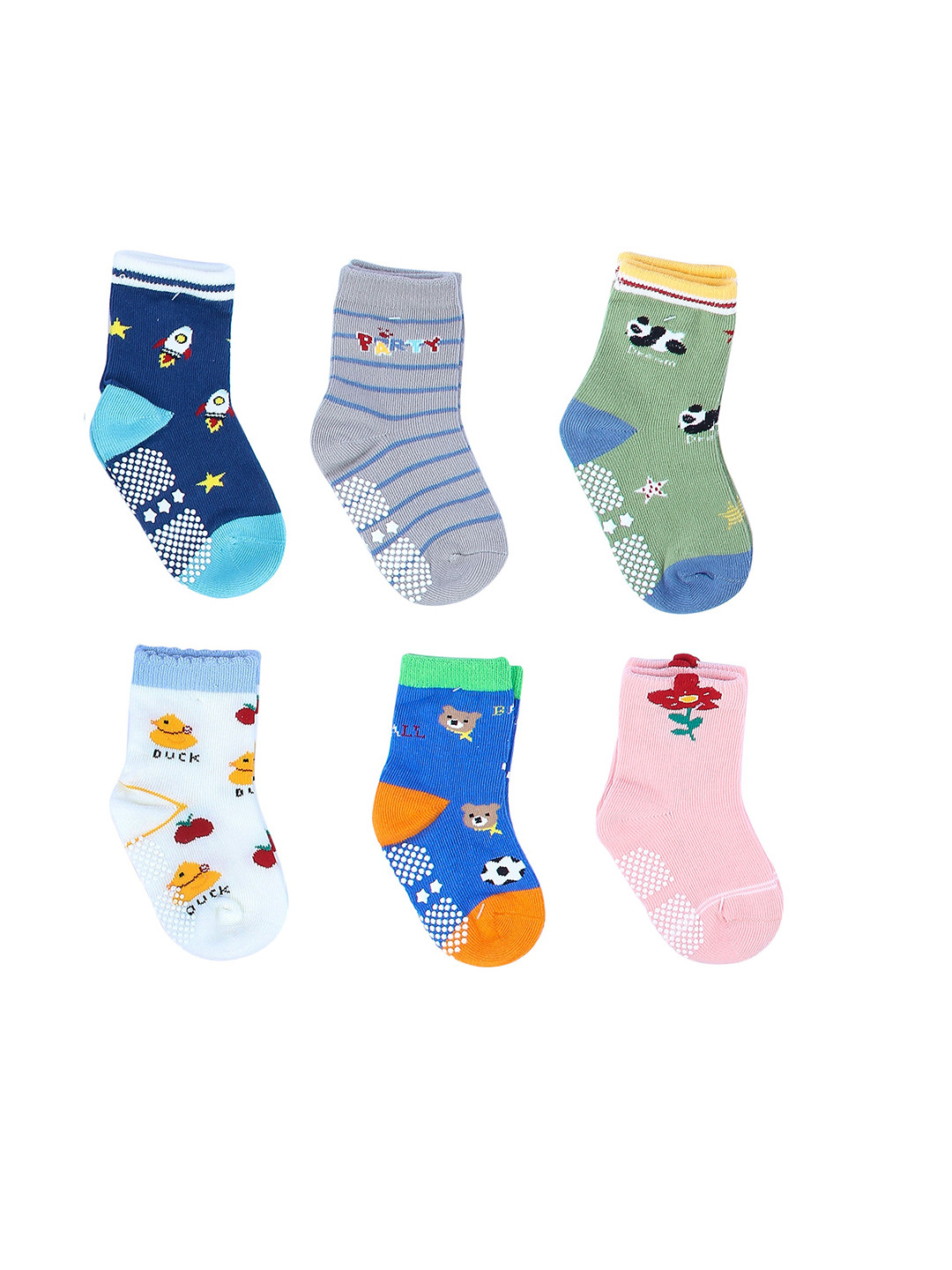 

NEOBABY Infants Pack Of 6 Assorted Cotton Above Ankle-Length Socks