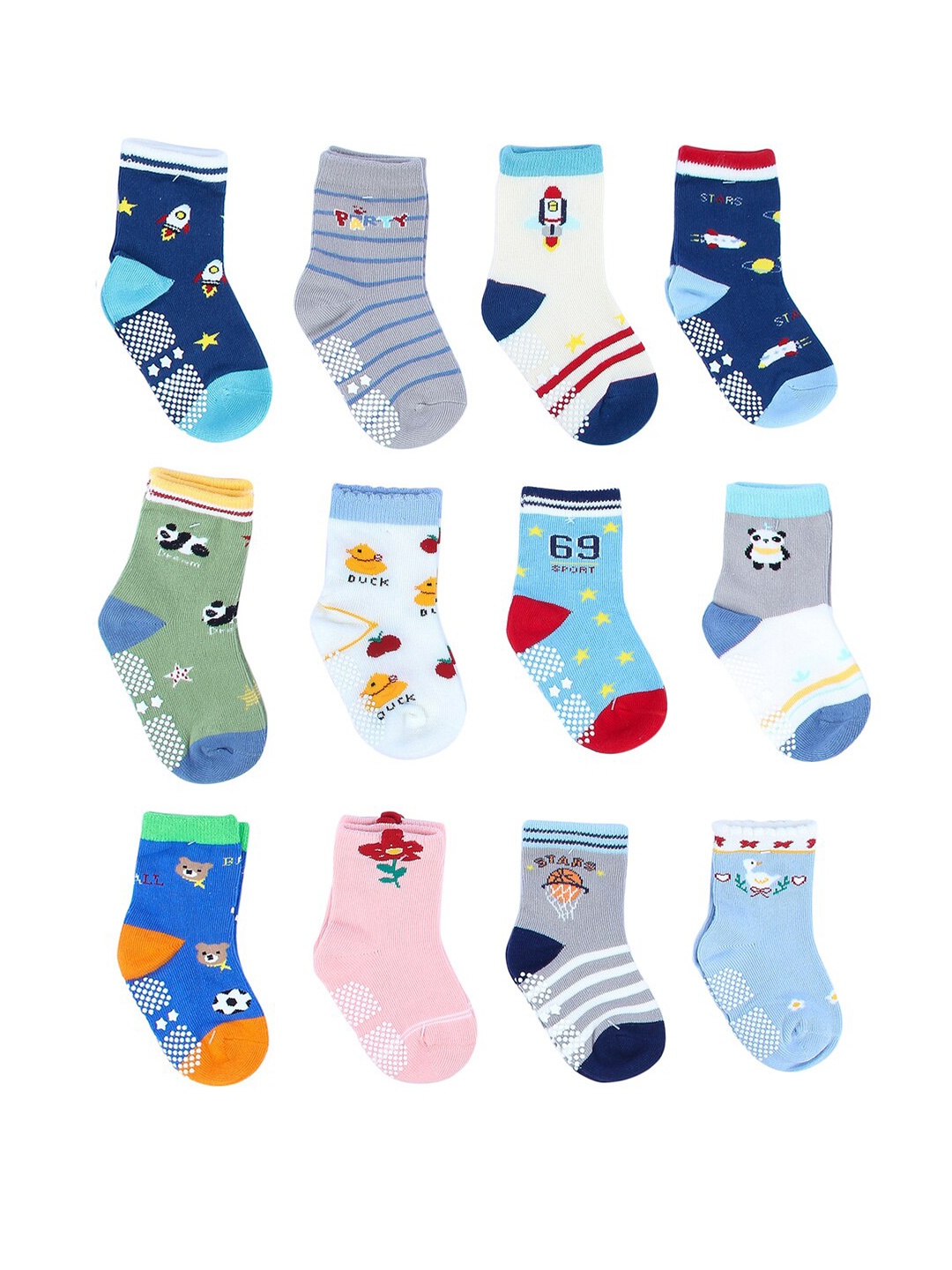 

NEOBABY Infants Pack Of 12 Cotton Above Ankle-Length Socks, Assorted