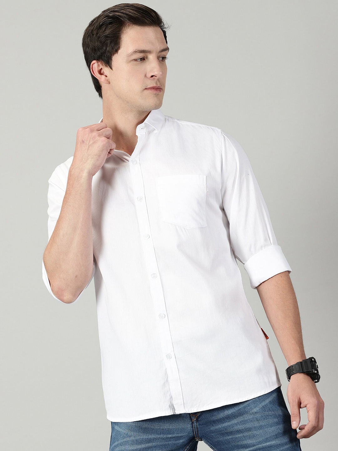 

THE HOLLANDER Standard Cotton Casual Shirt, White