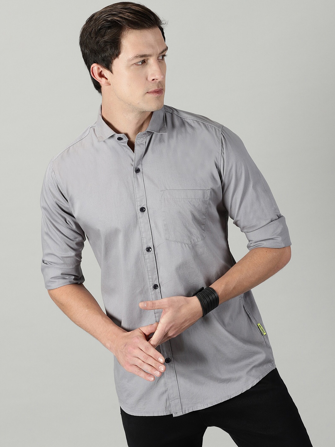 

THE HOLLANDER Standard Cotton Casual Shirt, Grey