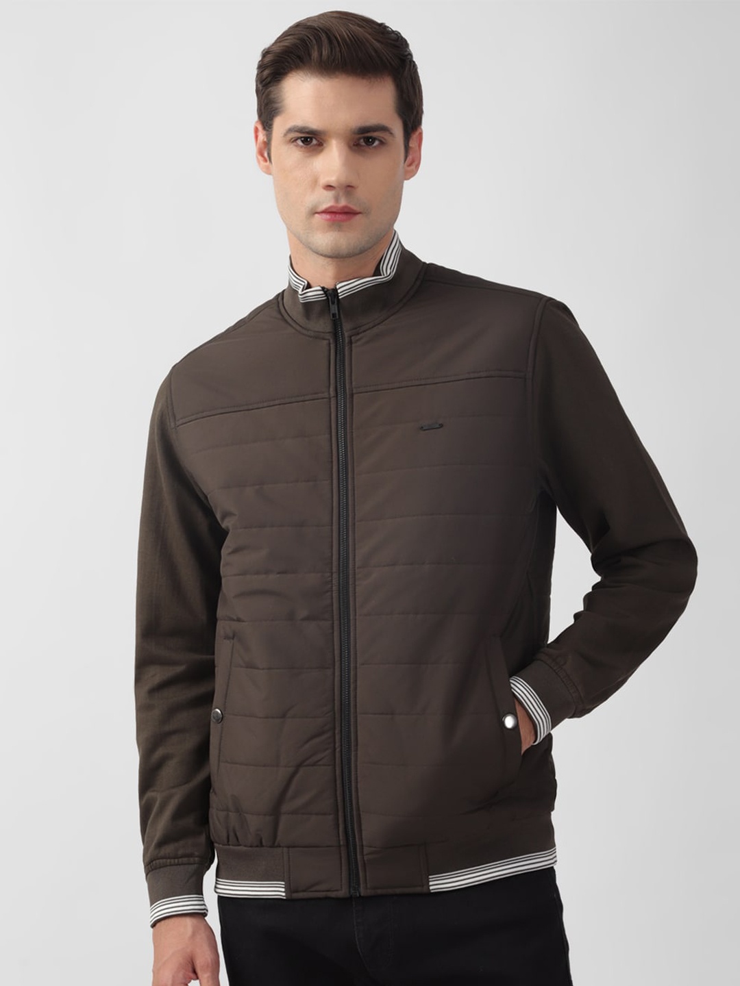 

PETER ENGLAND UNIVERSITY Mock Collar Bomber Jacket, Brown