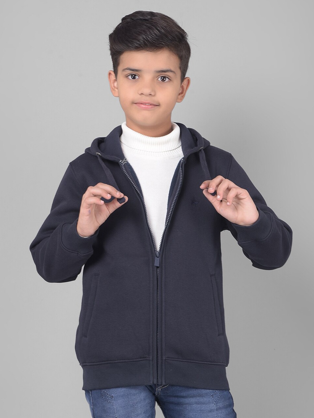 

Crimsoune Club Boys Hooded Cotton Sweatshirt, Navy blue