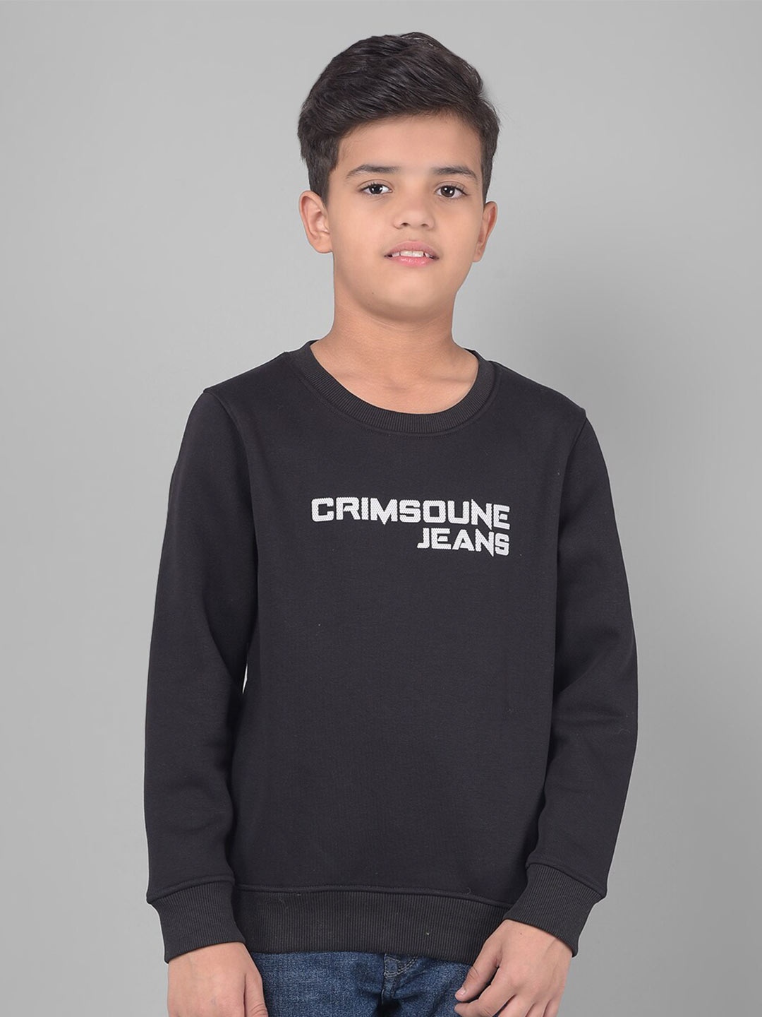 

Crimsoune Club Boys Typography Printed Cotton Sweatshirt, Black