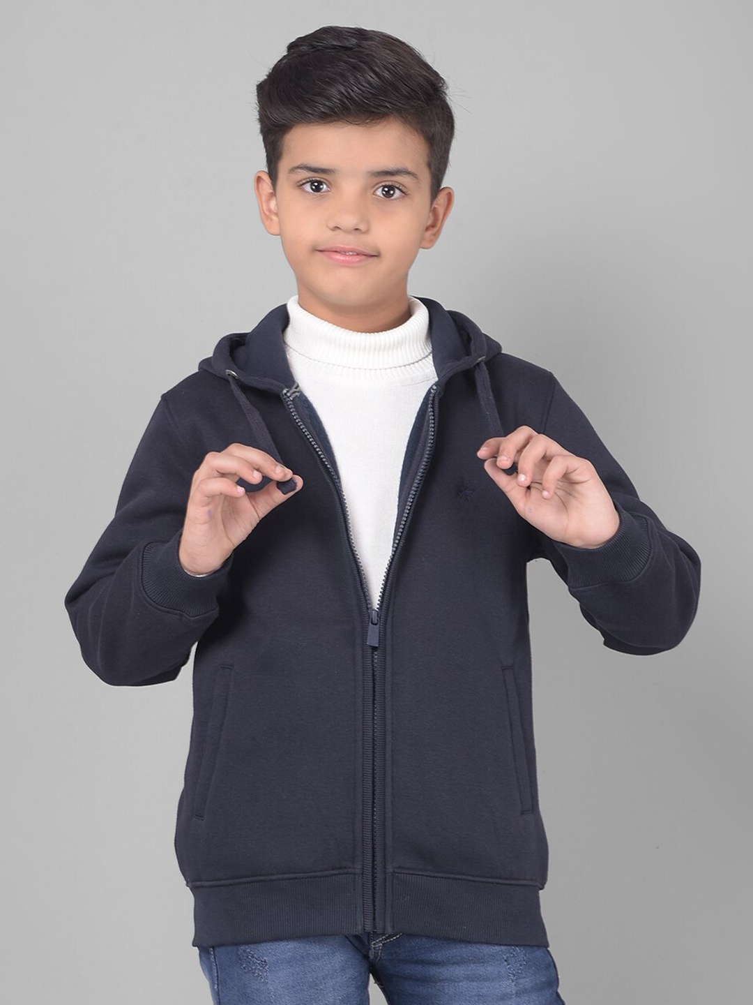 

Crimsoune Club Boys Hooded Front-Open Sweatshirt, Navy blue