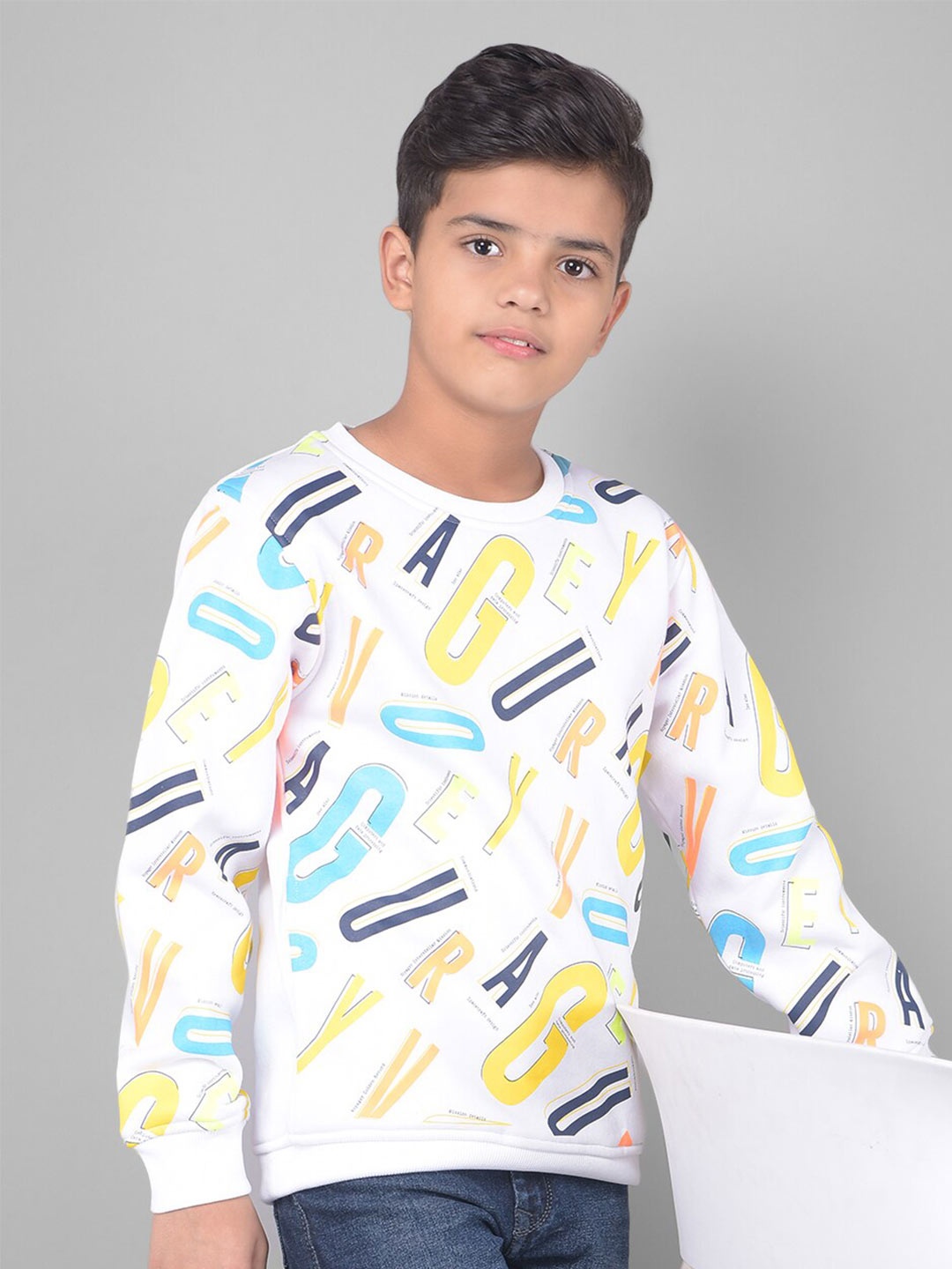 

Crimsoune Club Boys Typography Printed Sweatshirt, White