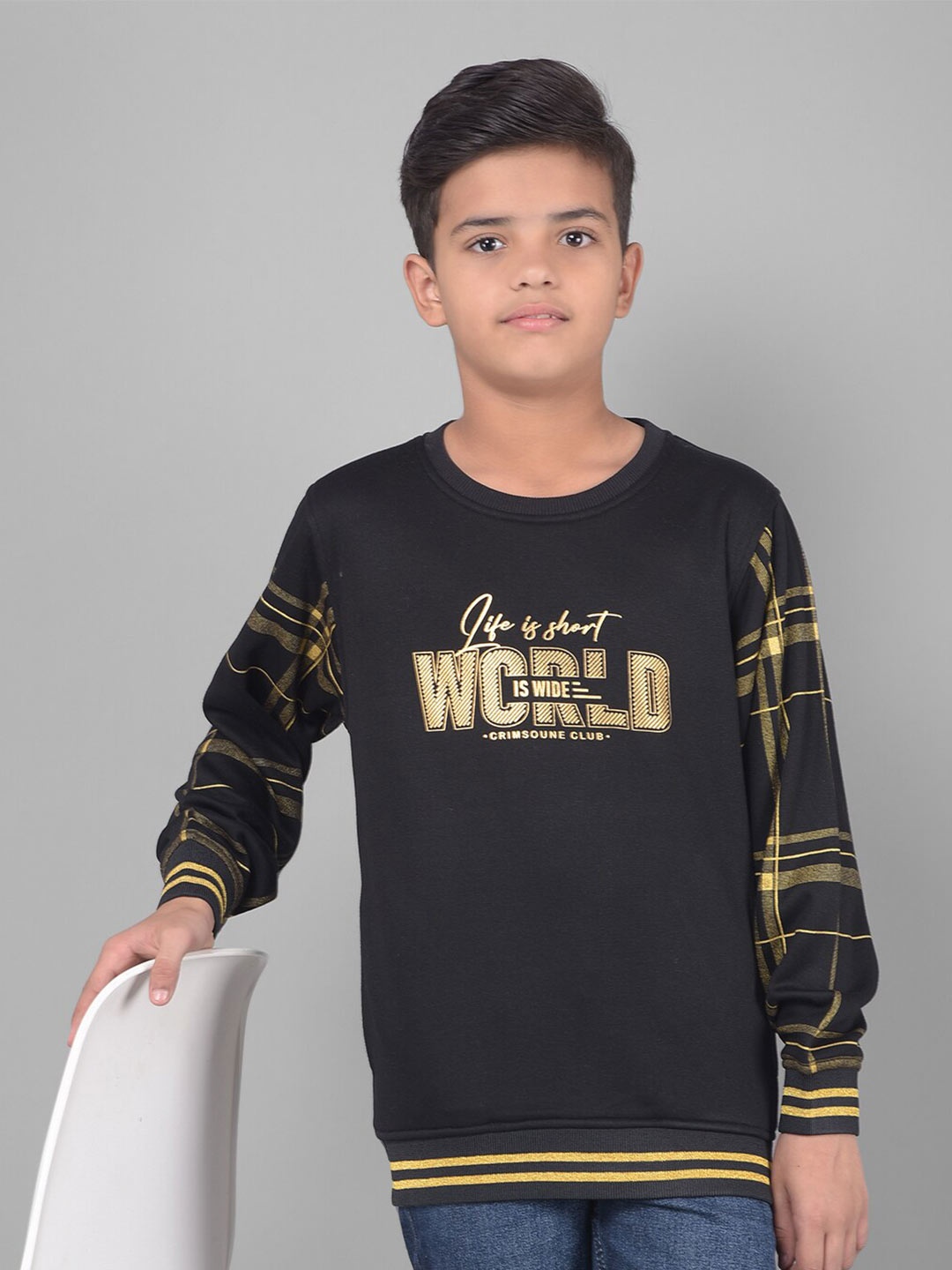 

Crimsoune Club Boys Typography Printed Sweatshirt, Black